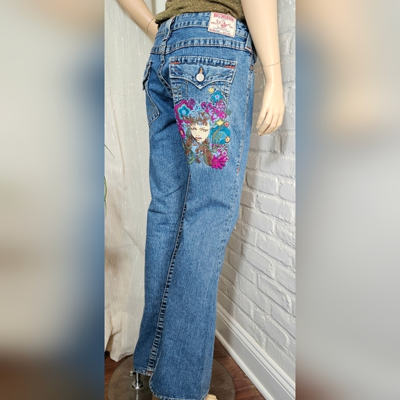 True Religion Joey Flare Jeans 30 Embroidered "Madame Mystery" Limited Edition - Picture 2 of 16